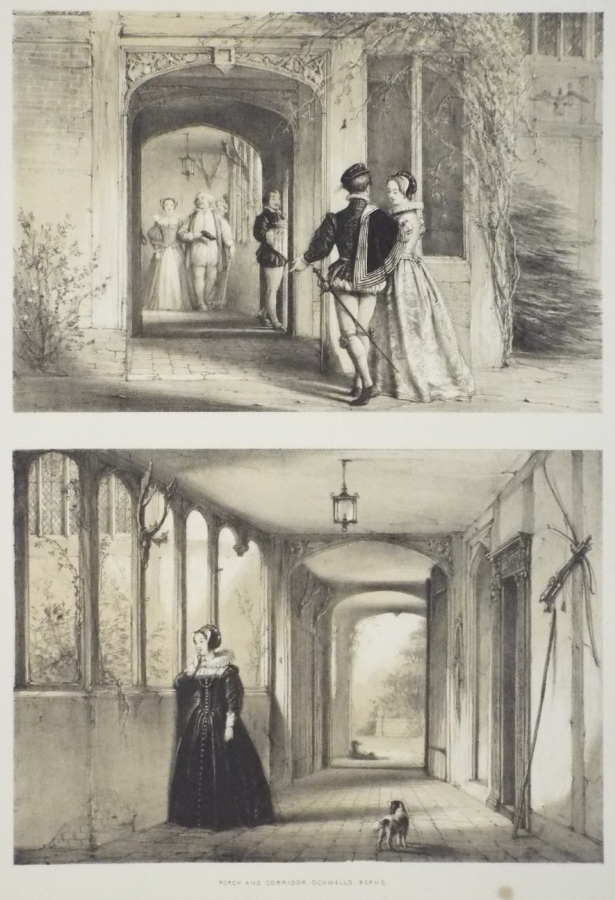 Lithograph - Porch and Corridor, Ockwells, Berks - Nash